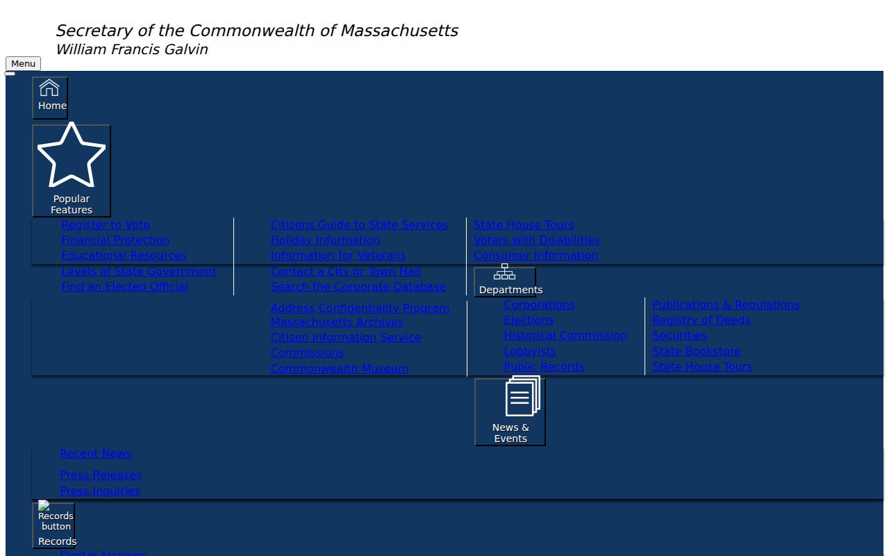 Stoneham resident lookup view of the Massachusetts corporation search